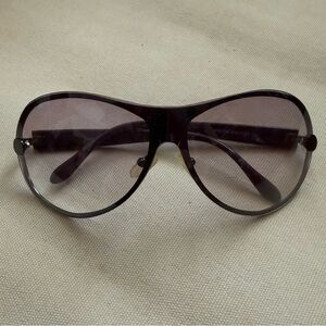 Vintage y2k purple gradient lens oversized shield wrap around aviator sunglasses